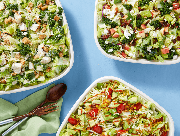 Three large catered salads