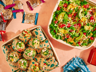Chopt catering options including salads, wraps, and snacks